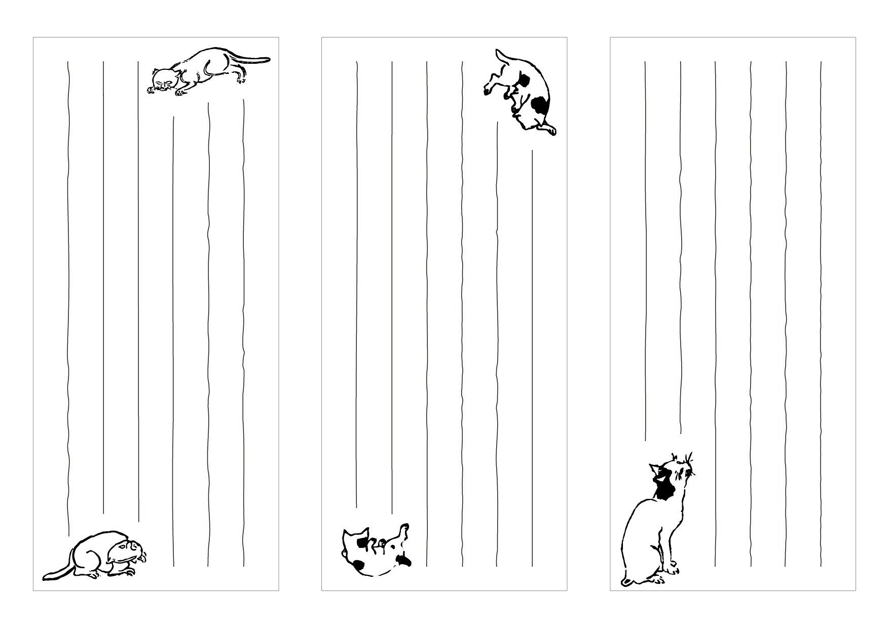 和風一筆箋テンプレート 印刷用 猫セットのフリーダウンロード素材 Ukiyoe Stock