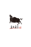 Free ukiyo-e item of New Year’s card template: Simple cow and 2021 and Ox mark