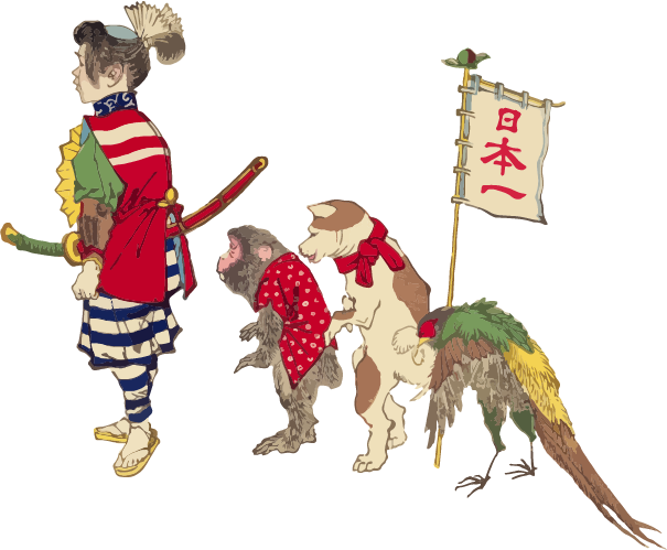 Free ukiyo-e item of Momotaro's party