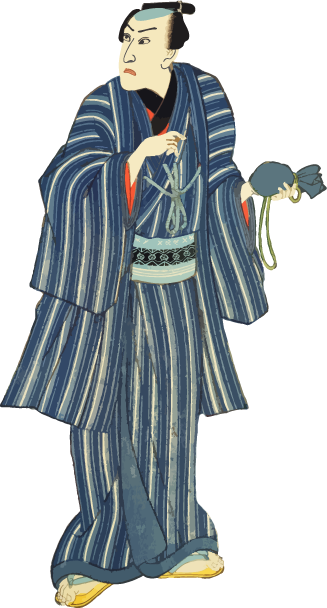 Free ukiyo-e item of A man standing in one hand with a wallet