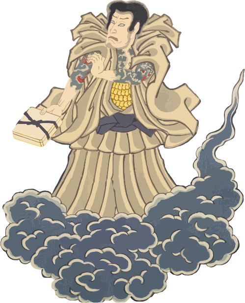 Free ukiyo-e item of A magician riding a cloud