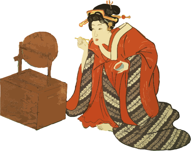 Free ukiyo-e item of Woman doing make-up