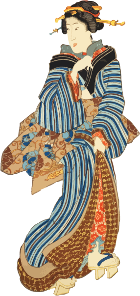 Free ukiyo-e item of A woman walking with a hem