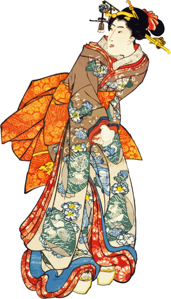 Free ukiyo-e item of A woman in a gorgeous kimono