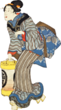 Free ukiyo-e item of A woman walking with a lantern