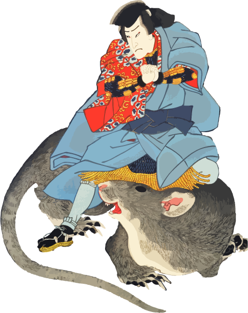 Free ukiyo-e item of A magician riding a big mouse