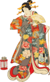 Free ukiyo-e item of Oiran dancing with a bow