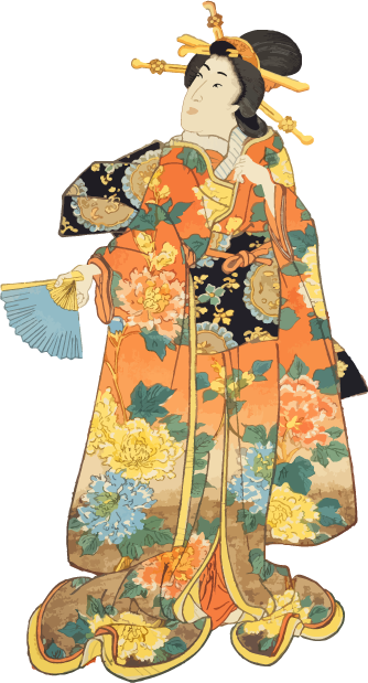 Free ukiyo-e item of A woman in a gorgeous kimono