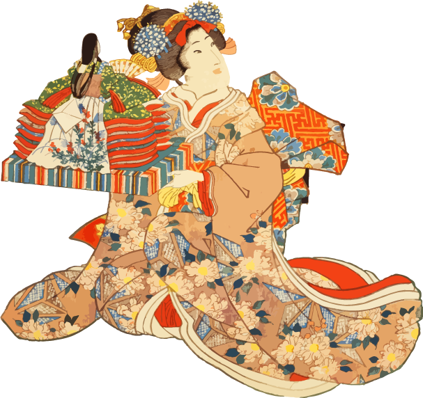 Free ukiyo-e item of A woman preparing with a Hina doll