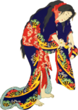 Free ukiyo-e item of A woman who squeezes a cloth