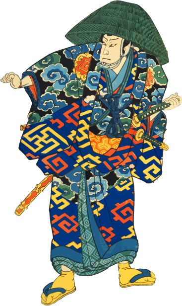 Free ukiyo-e item of A Kabukimono wearing a ronin hat