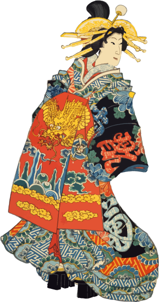 Free ukiyo-e item of Woman with dragon pattern