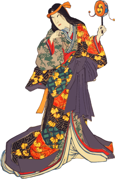 Free ukiyo-e item of A woman with a Denden daiko