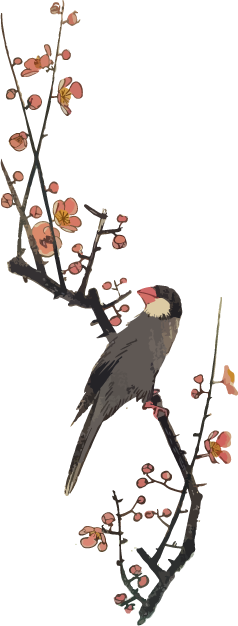 Free ukiyo-e item of Plum and Java sparrow