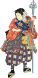 錫杖を持って立つ人の錦絵ダウンロード素材