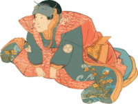 派手な袴の武士の錦絵素材 Ukiyoe Stock