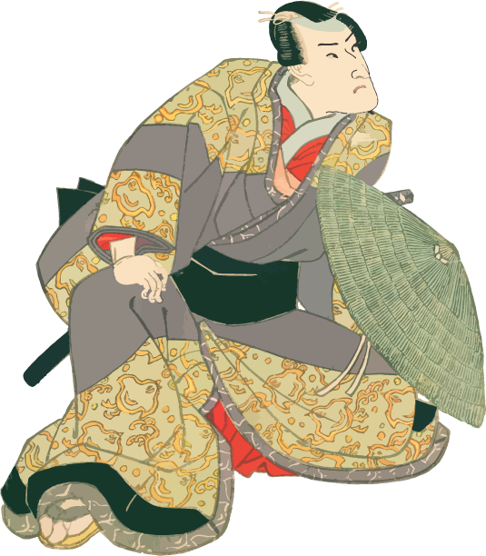 Free Ukiyo-e  item of A man holding a hat in one hand