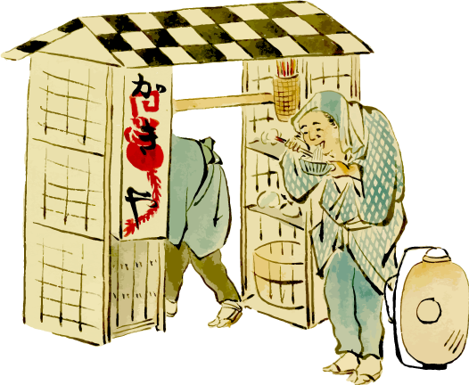 江戸の蕎麦屋の大和絵イラスト素材 Ukiyoe Stock