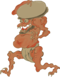Freebie PNG –  A red demon with a tray on his head