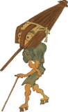 Freebie PNG –  monster of umbrella walking with a cane