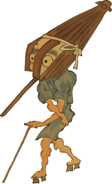 Freebie PNG -  monster of umbrella walking with a cane