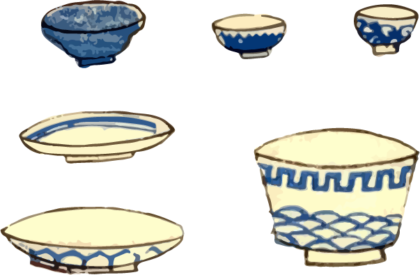 Free Japanese resource of Tableware set: Dyed plate