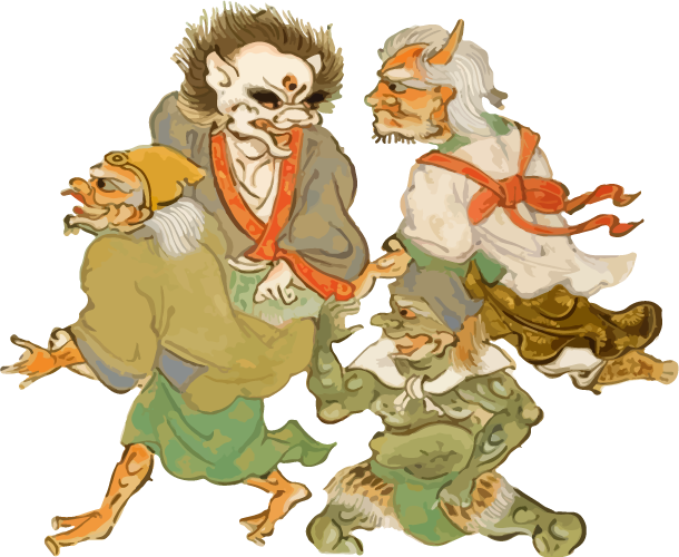 Free Japanese resource of Four demons running towards the meeting place