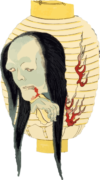お岩さんの提灯の和風のイラスト素材