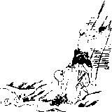 海苔を作る男性たちのモノクロカット素材