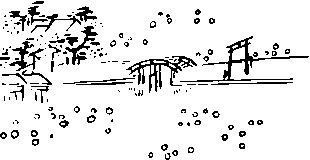 雪の村のモノクロカット素材