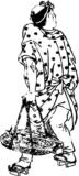 Free Japanese illustration of  Back view of a man selling fish