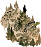 シイタケ栽培をしている山の浮世絵素材
