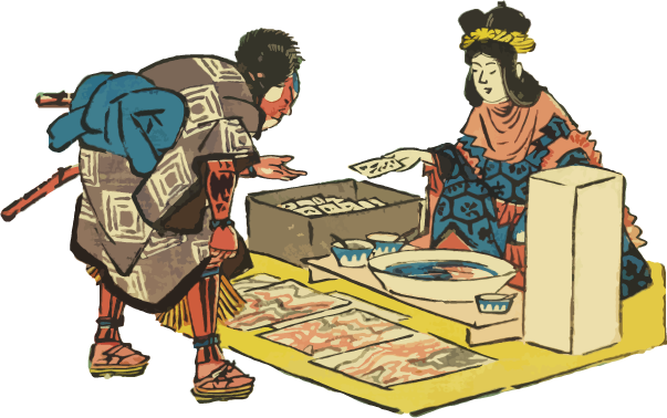 Free creative resources of  An Edo-style merchant selling marbling