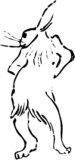 Free creative resources of  Choju Giga: A back view of a rabbit standing in style