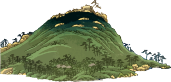 松が生えた山の錦絵素材
