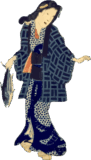 鰹を持つ女性の浮世絵素材