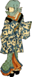 ほっかむりをする女性の浮世絵素材