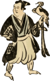 鷹狩の男性のゆる画素材